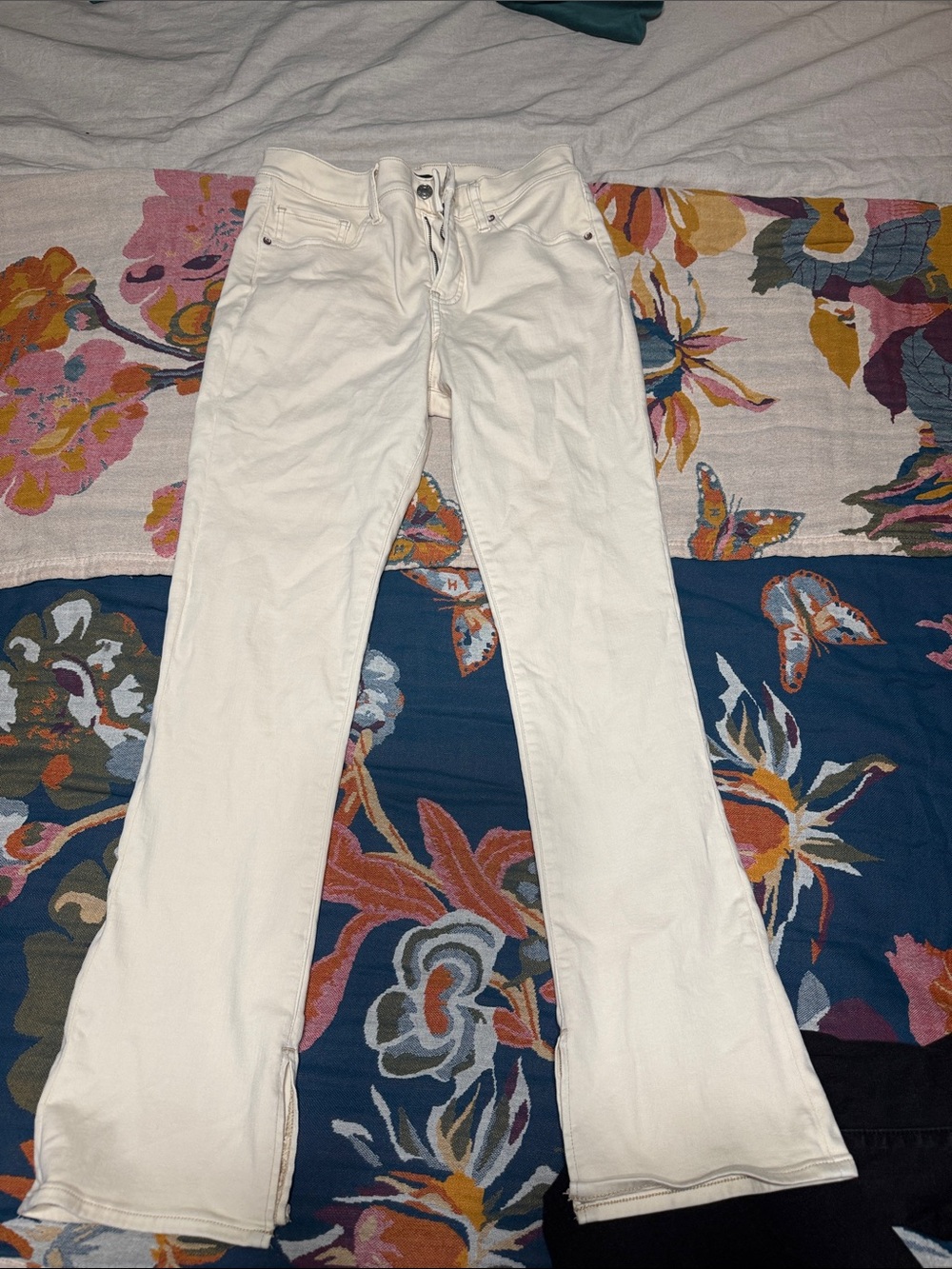 Express White Bootcut Stretch Jeans